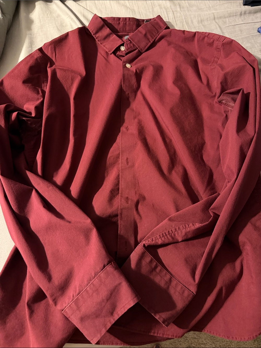Van Heusen Men's Button-Down Shirt in Deep Burgundy